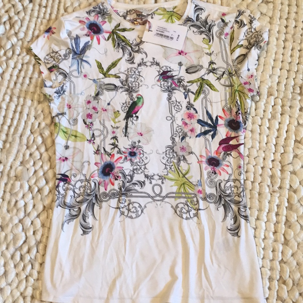 Ted Baker London Flower Fitted Tee Size 2